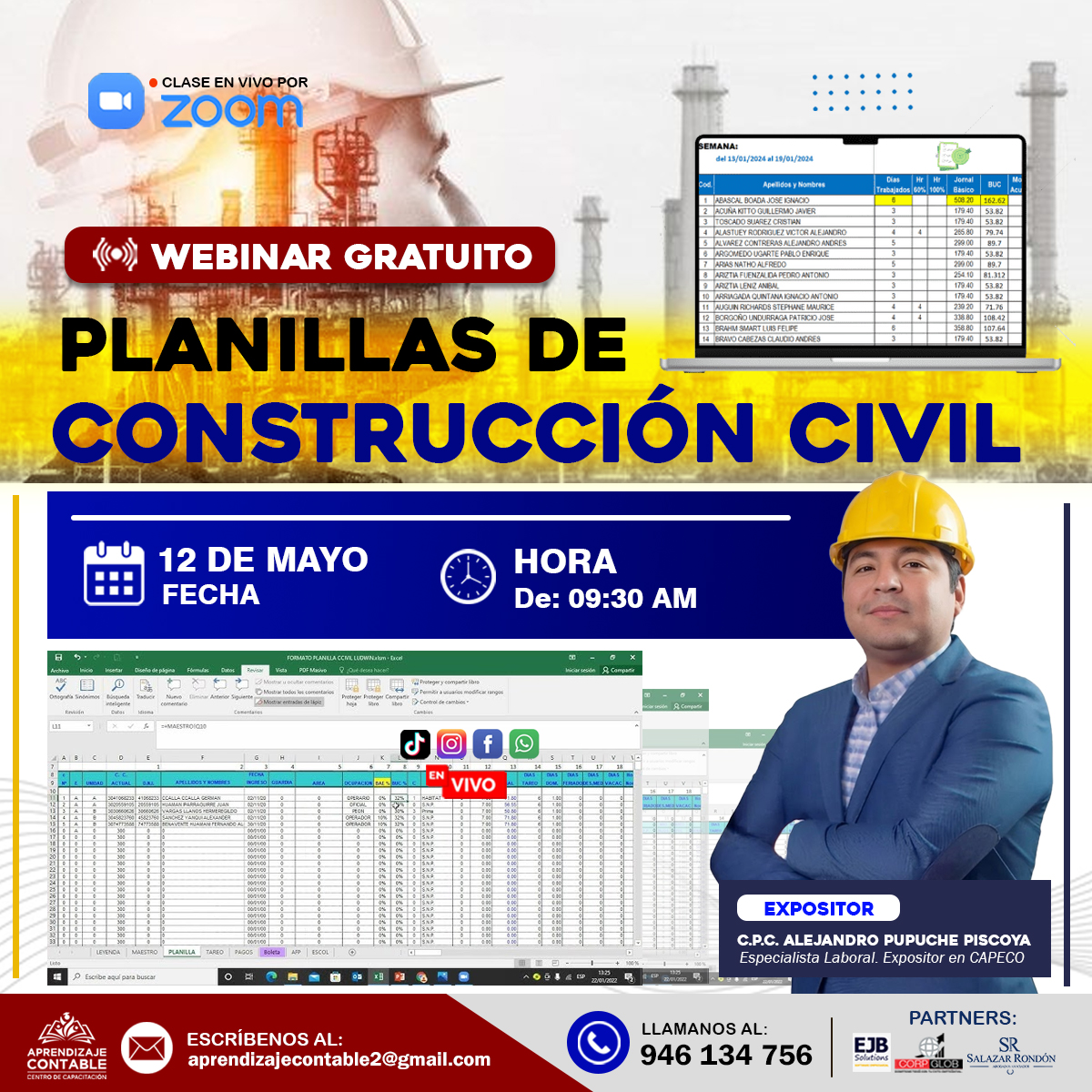 Webinar PLANILLAS DE CONSTRUCCIÓN CIVIL